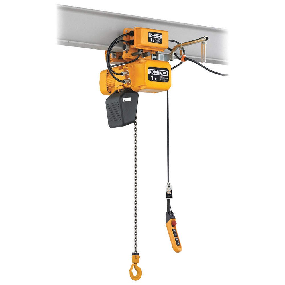 Kito ER2 Dual Speed Electric Chain Hoist W/ Motorized Trolley - 1 Tonn